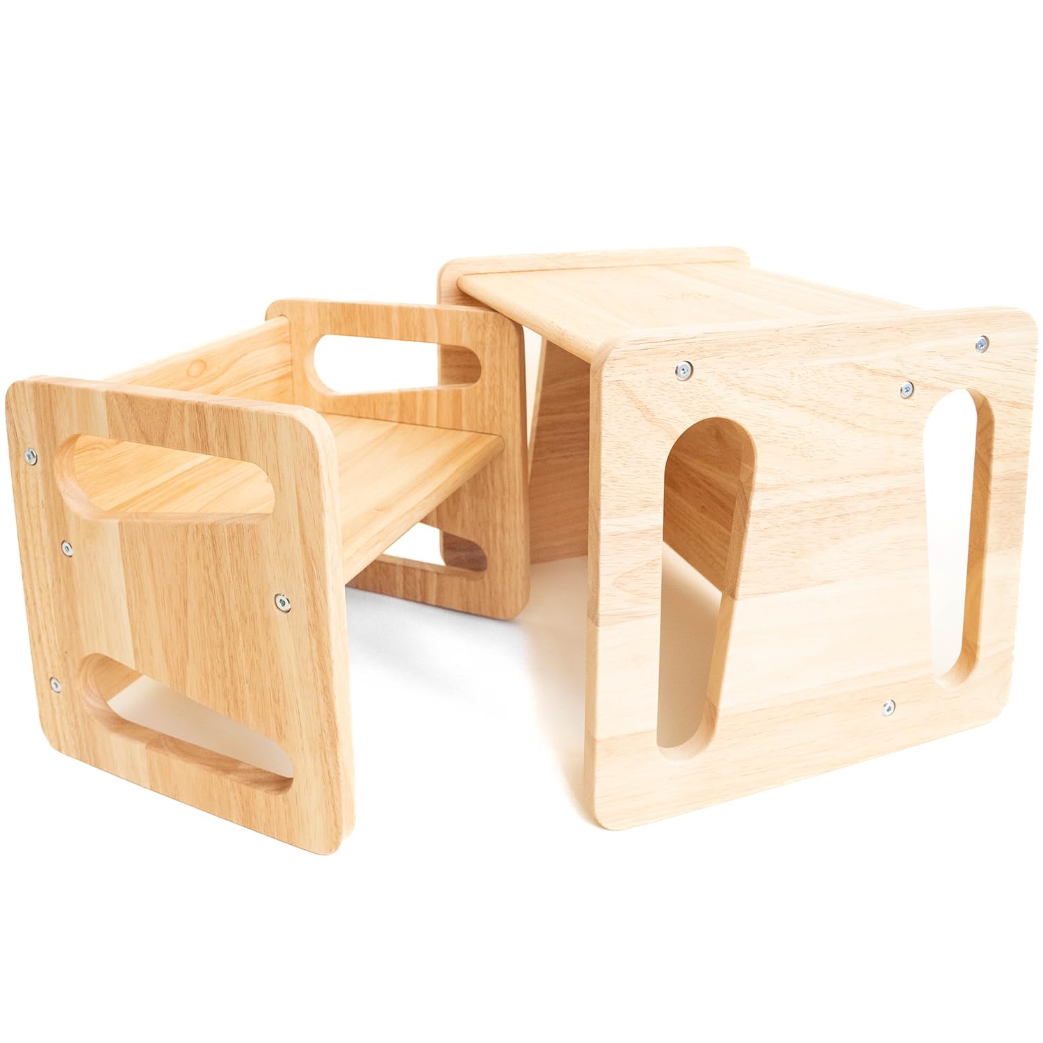 Montessori Weaning Table And Chair Set - Solid Wooded Toddler Table - Cube Chairs For Toddlers - Real Hardwood - Kids Montessori